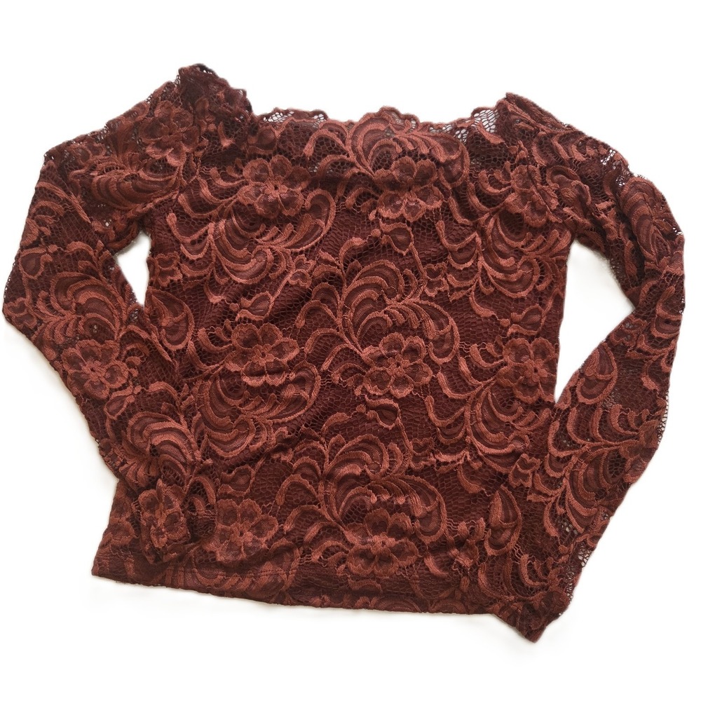 Ambiance Fairly Lace Off Shoulder Rust Goth Burgundy Size M
